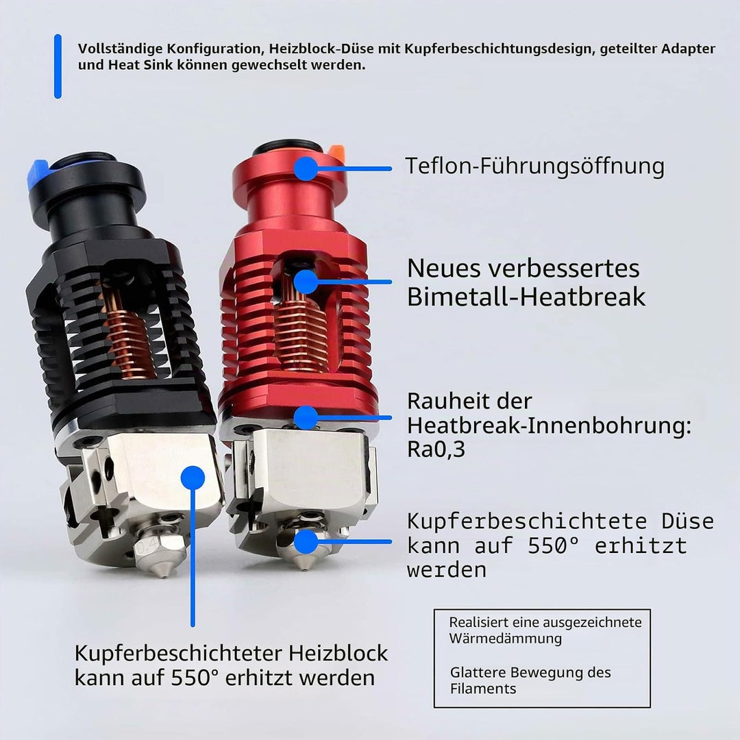 Upgrade Red Lizard k1 V6 Hotend Plated Copper Nozzle Block Compatible with CR10 Ender 3 V2 Pro Ender