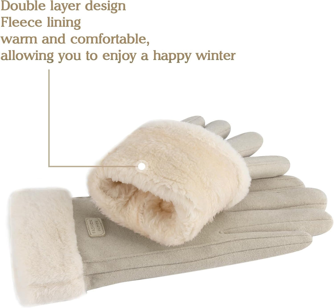 ZASFOU Damen Winter Warm Touchscreen Handschuhe mit Fleece Gefütterte Strick winterhandschuhe für Ka