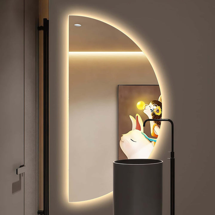 Halbrunder Spiegel mit Beleuchtung, 120 × 60cm LED Badspiegel mit Touch Schalter, Badezimmerspiegel