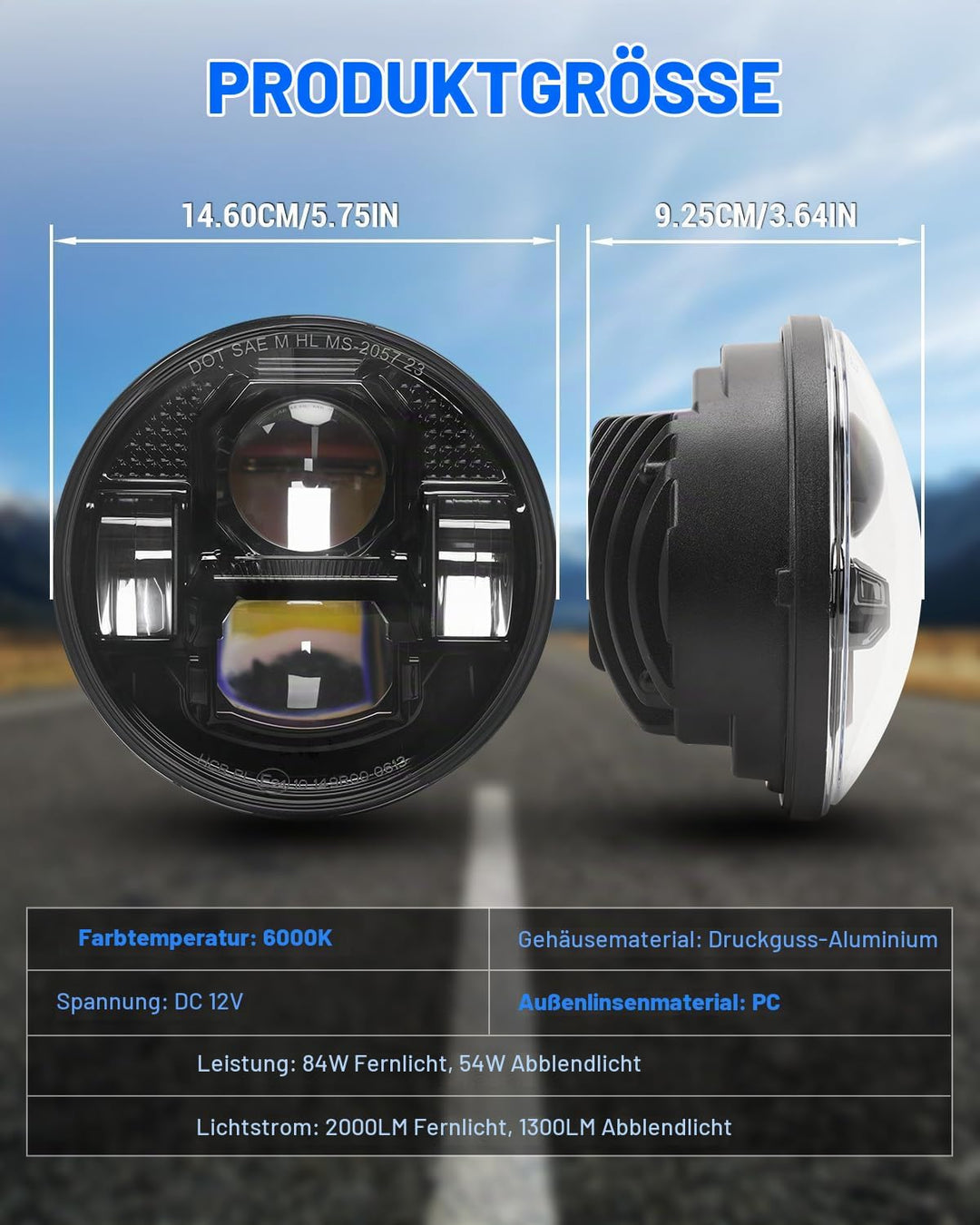 SUPAREE 5.75 Zoll Led Motorrad Scheinwerfer E-geprüft Motorrad Frontscheinwerfer Motorrad Scheinwerf