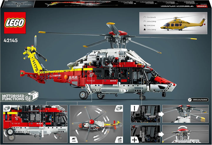 LEGO 42145 Technic Airbus H175 Rettungshubschrauber, Modellbausatz für Kinder, drehbare Rotoren und