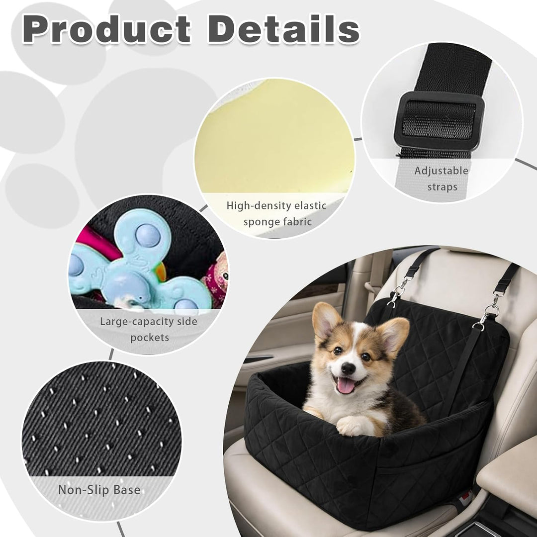 Hunde Autositz für Kleine Hunde, Hundesitz Auto mit Aufbewahrungstaschen, Verdickter Hundeautositz S