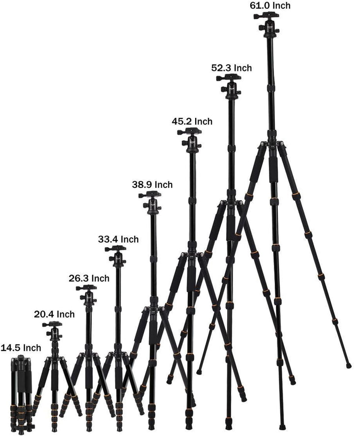ZOMEI Q666 Kamera Stativ, 155cm Aluminium-Leichtbau Reisestativ, 3-in-1 Fotostativ Makrostativ und E