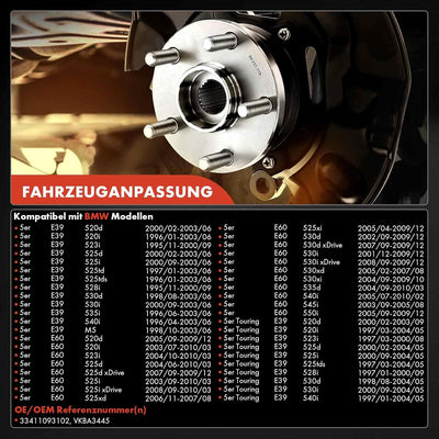 Frankberg 2x Radnabe Radlagersatz Hinterachse Kompatibel mit 5er E39 Stufenheck 2.0L-4.9L 1995-2003