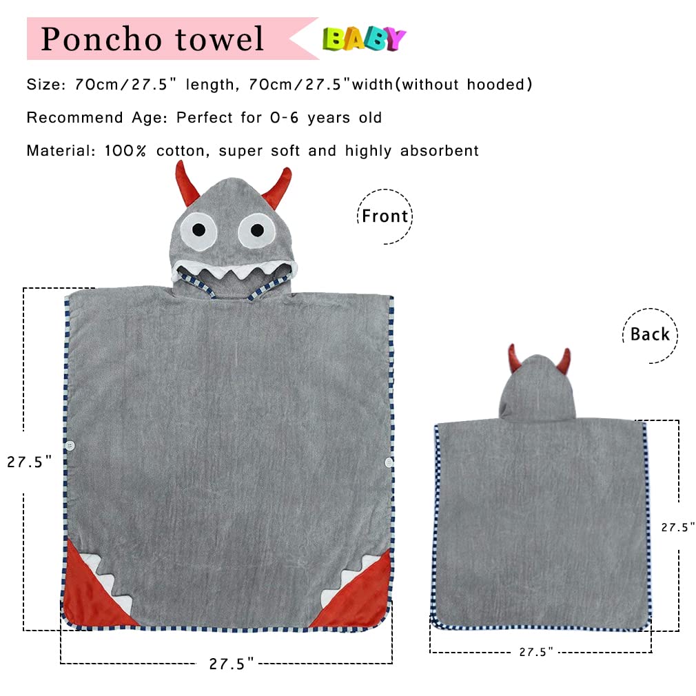 COOKY.D Baby Poncho Badetuch mit Kapuze, 100% Baumwolle, für Jungen und Mädchen, 70 x 70 cm, 0-6 Jah