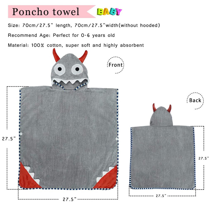 COOKY.D Baby Poncho Badetuch mit Kapuze, 100% Baumwolle, für Jungen und Mädchen, 70 x 70 cm, 0-6 Jah