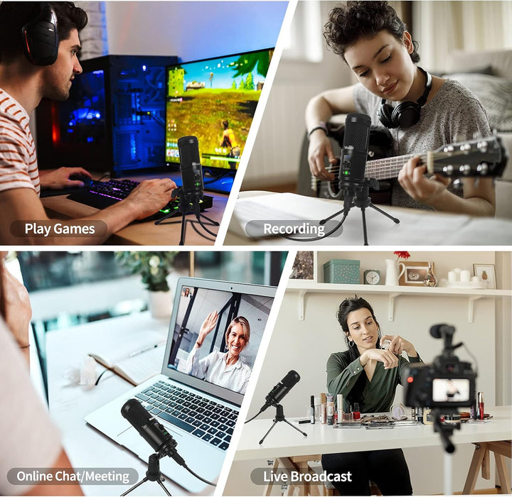 Veetop USB Mikrofon PC Microphone mit hochqualitativer 192 kHz 24 Bit Abtastrate Standmikrofon Konde