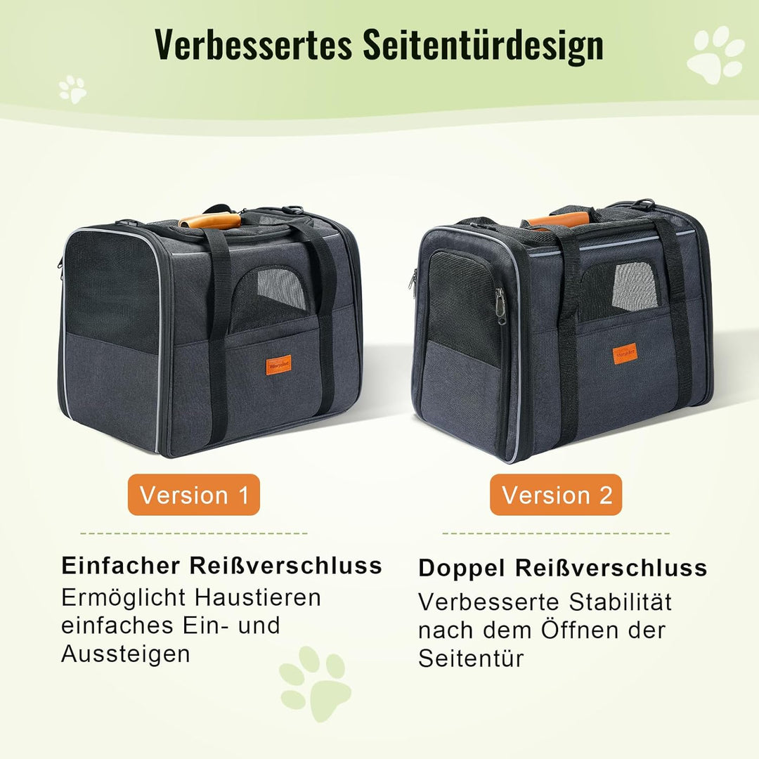 Morpilot Katzentransportbox für grosse Katzen und Welpen bis 7kg, Katzenbox Hundetasche mit Sicherhe