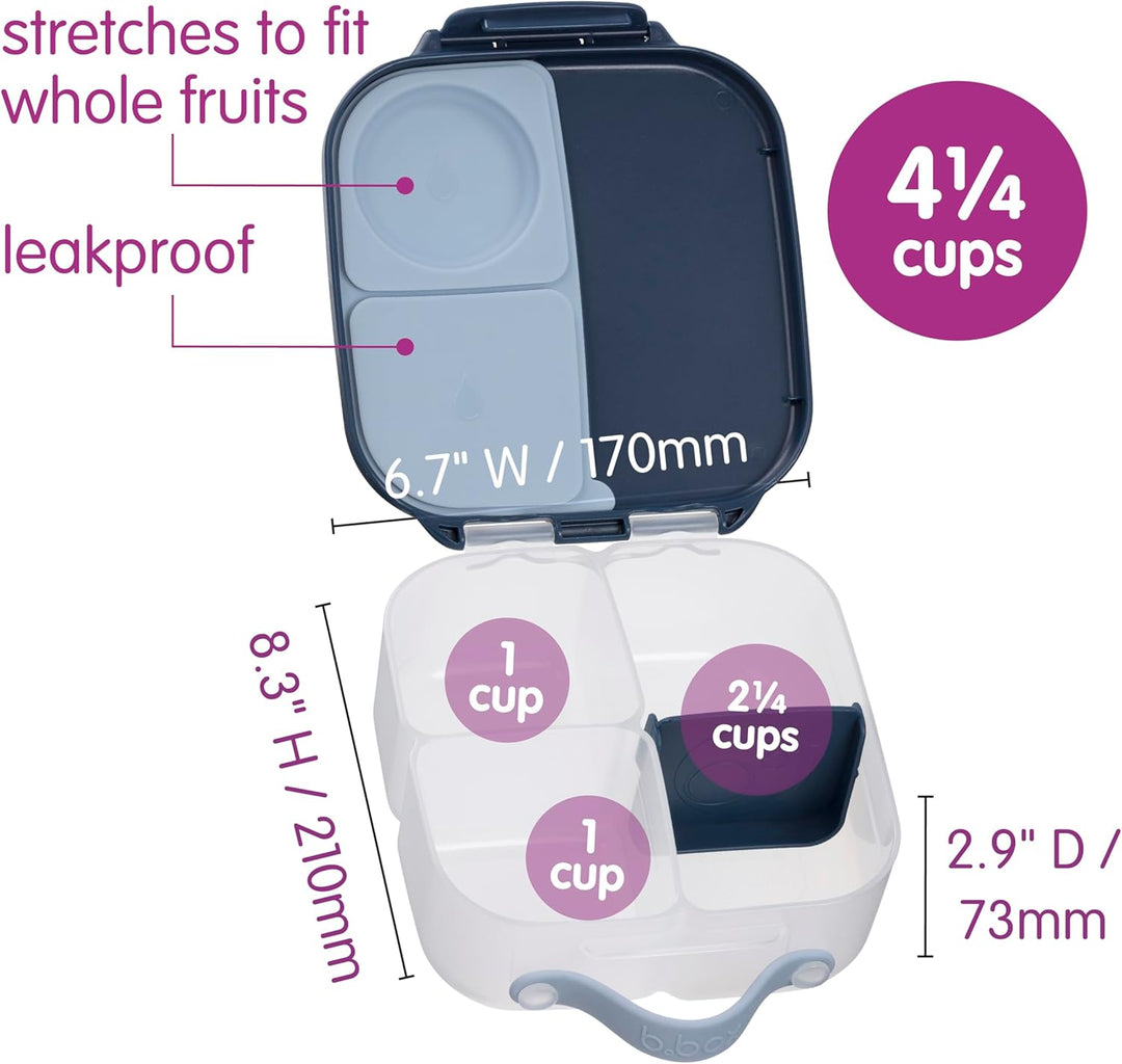 b.box Mini Brotdose | Bento-Box mit 3 Fächern (2 auslaufsicher) | Ideal für Kleinkinder, Kinderlunch