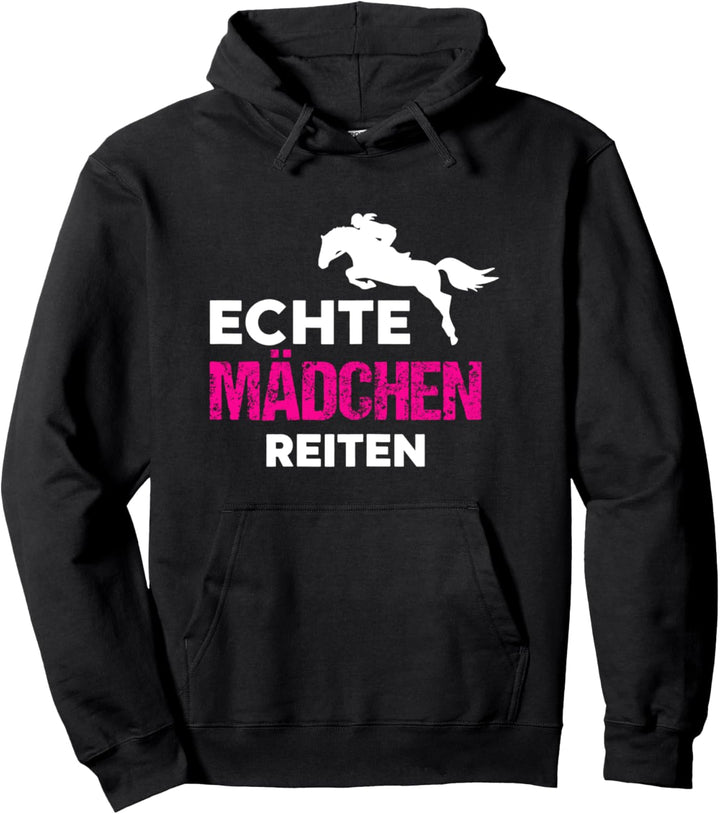 echte Mädchen reiten Friese Jungs Pony Spruch Pferdle Pullover Hoodie