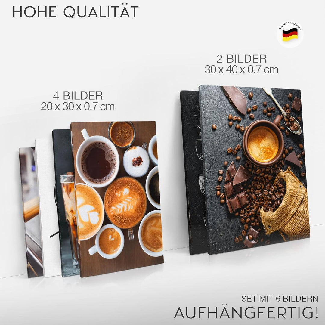 Novart Bilder Set - AUFHÄNGFERTIG - KEIN EXTRA RAHMEN BENÖTIGT - Kaffee Coffee Modern Küche - Esszim
