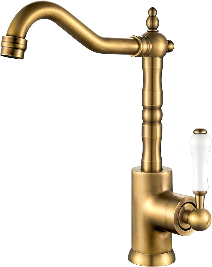 Wasserhahn Küche Antik, Wasserhahn Bad 360° Drehbar, Waschtisch Armaturen Badezimmer Gold Retro, Bad