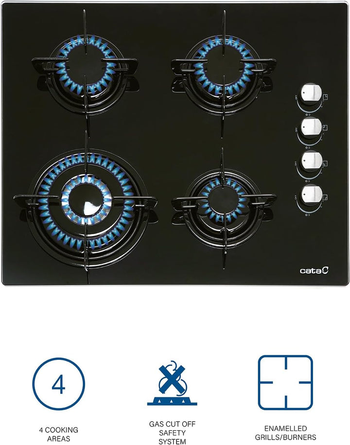 CI 631 BK A/A - Gasherd mit Butangas und 4 Gaskochfeldern - 1 Dreifache Krone - Geeignet für das Koc