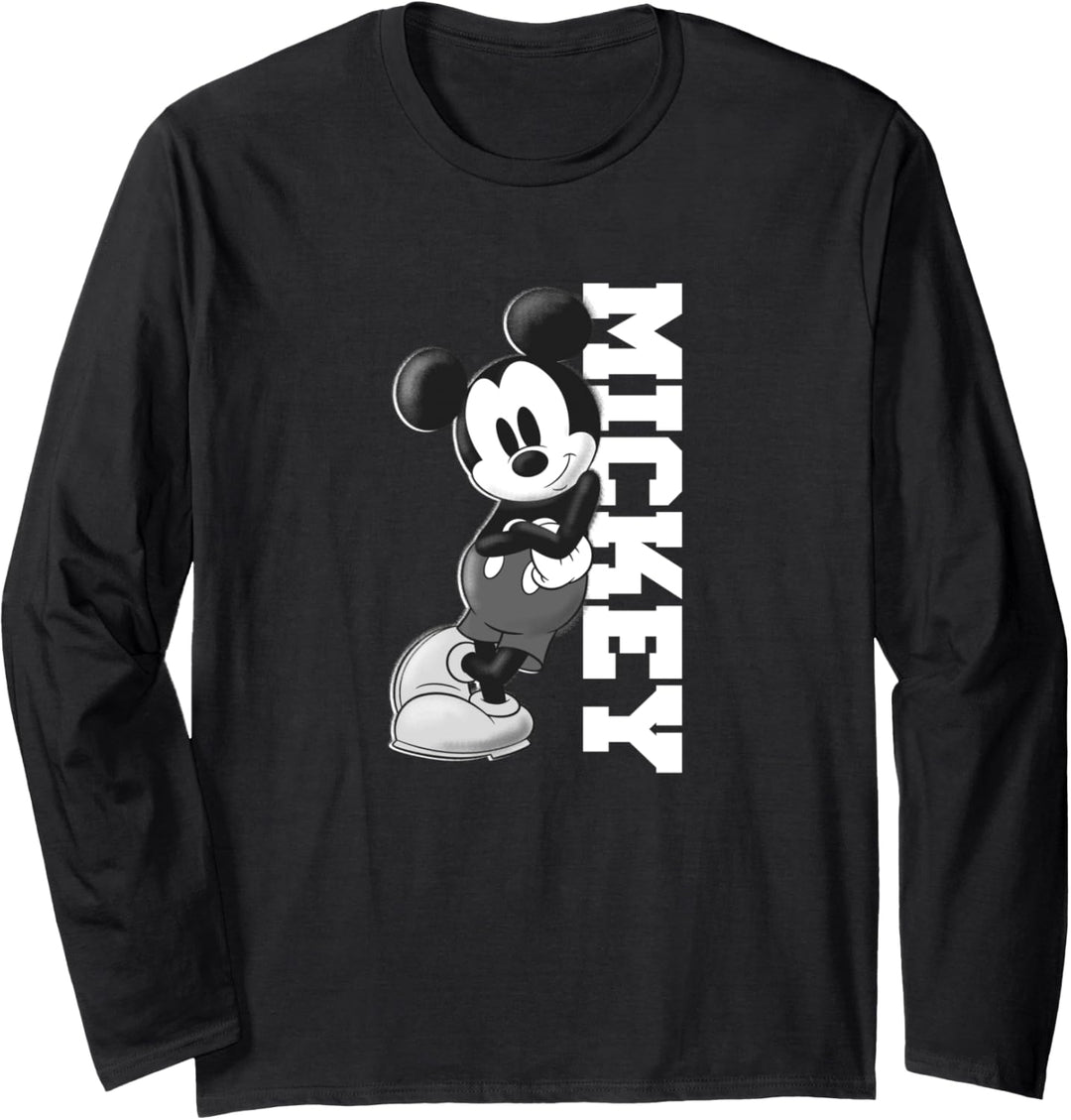 Disney Mickey Mouse Classic Lean On White Text Langarmshirt