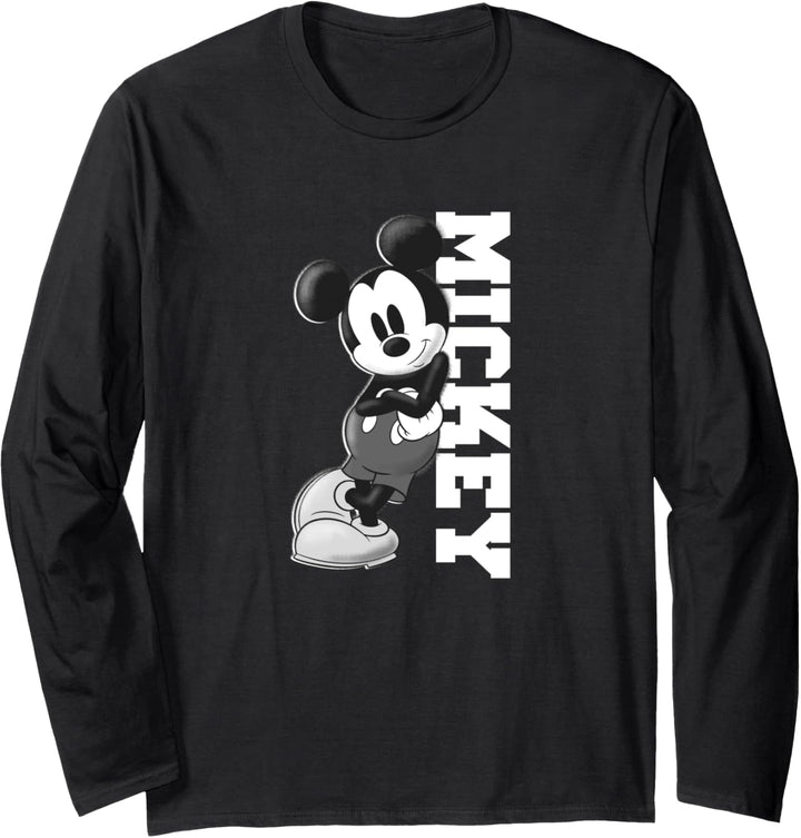Disney Mickey Mouse Classic Lean On White Text Langarmshirt