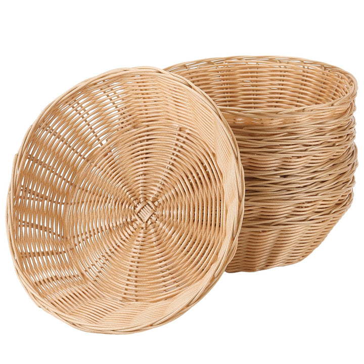 10 Stück Runde Brotkorb Kunststoff, 24 x 6cm Brotkörbchen aus Plastik, Rund Brötchenkorb Brötchenkör