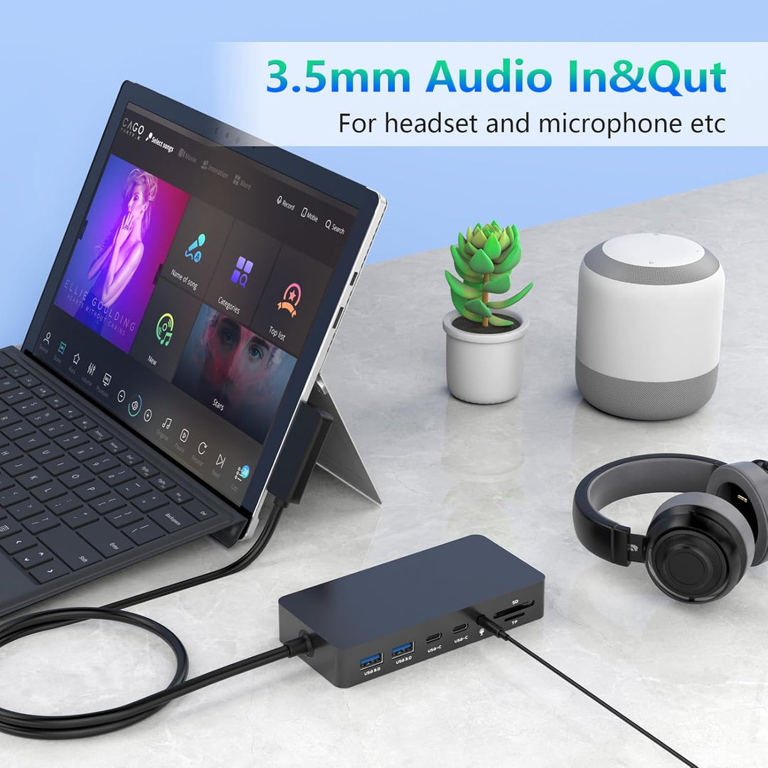 Neues Microsoft Surface Dock mit drei Displays, Dual HDMI+VGA mit Netzteil, 12-in-1-Surface-Dockings