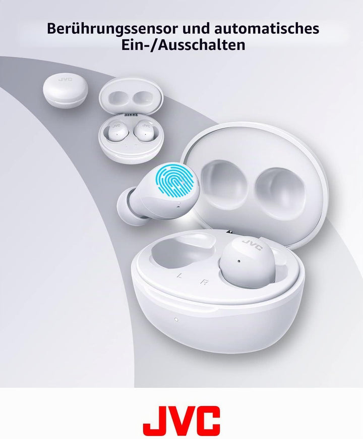 JVC HA-Z66T-W Gumy Mini Wireless Earbuds, klein, Ultraleicht, 3 Sound Modi (Bass/Clear/Normal), Wass
