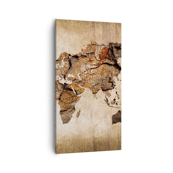 Bilder auf Leinwand 55x100cm Leinwandbild mit Rahmen Karte Welt modern Gross Wanddeko Bild Schlafzim