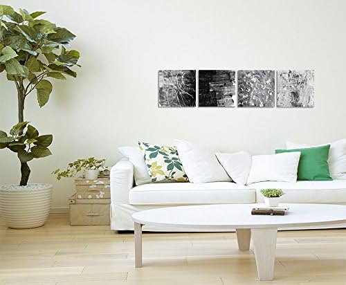 Paul Sinus Art Exklusive Bilder auf Leinwand bespannt (4 Stück 50x50cm) - Abstrakt Stein Grautöne Ma