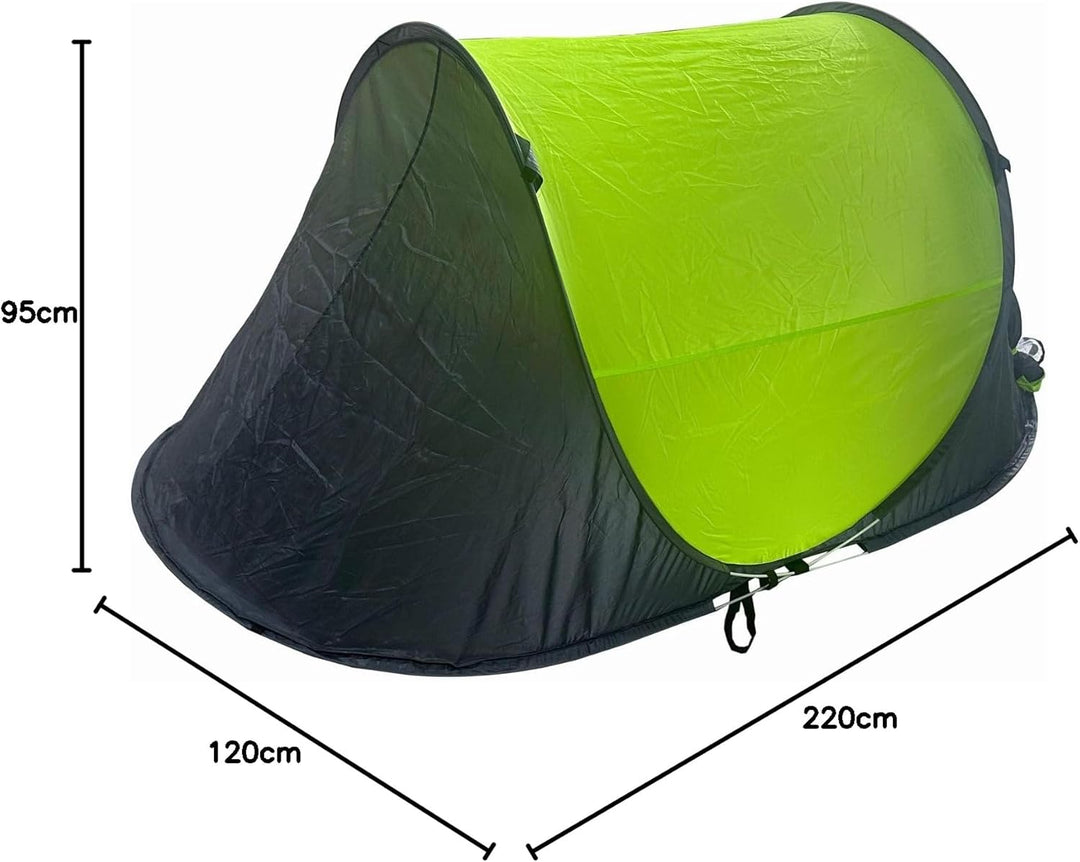 Pop Up Wurfzelt für 2 Personen blau grün Outdoor Campingzelt Trekking Festival, Grün
