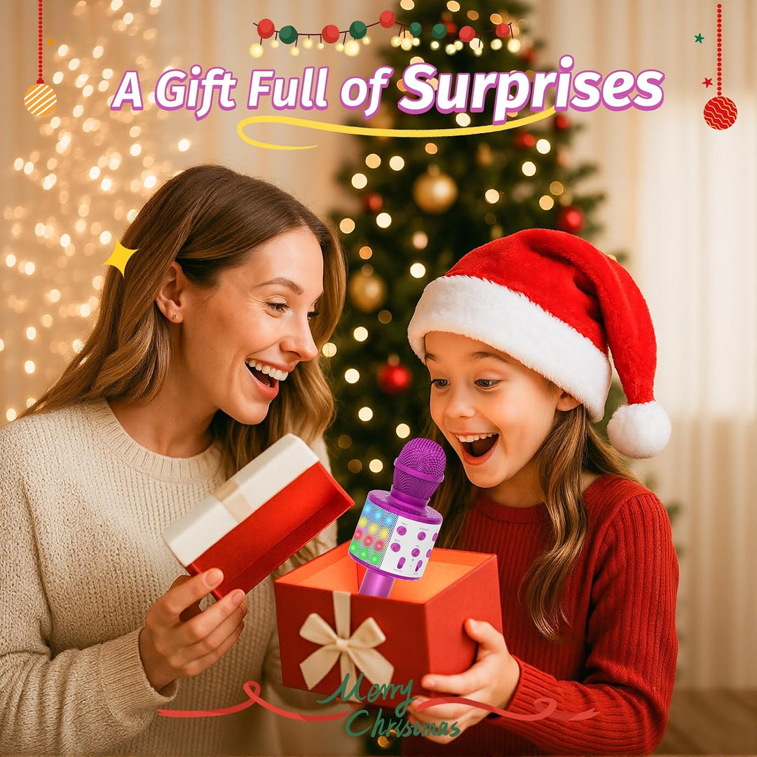 Fede Karaoke Mikrofon, Drahtloses Bluetooth Mikrofon für Kinder, Lustige Geschenke Spielzeug für Tee