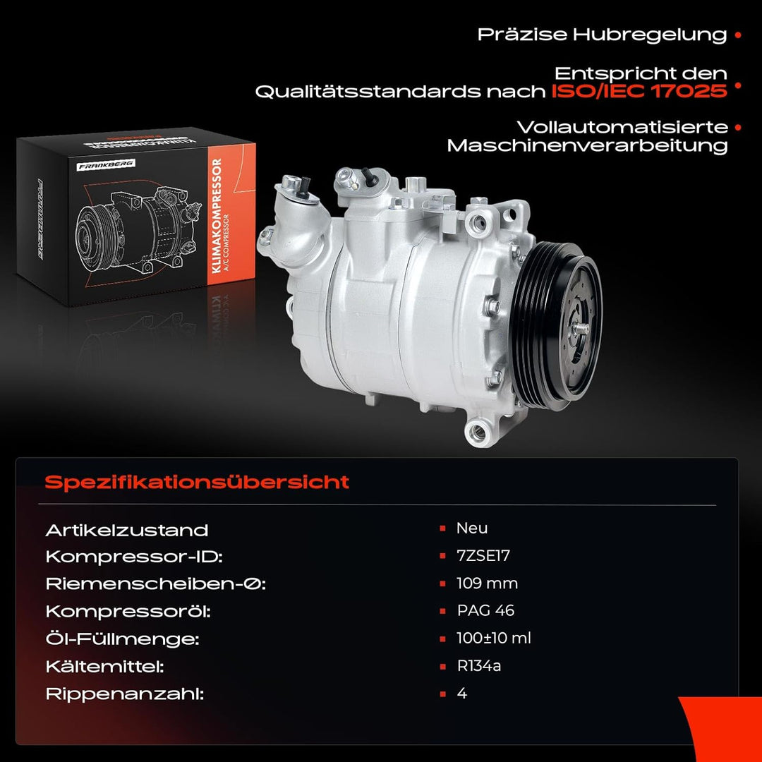 Frankberg Klimakompressor Klimaanlage Kompatibel mit 5er E60 540 545 550 4.0L-4.8L 2003-2009 5er Tou