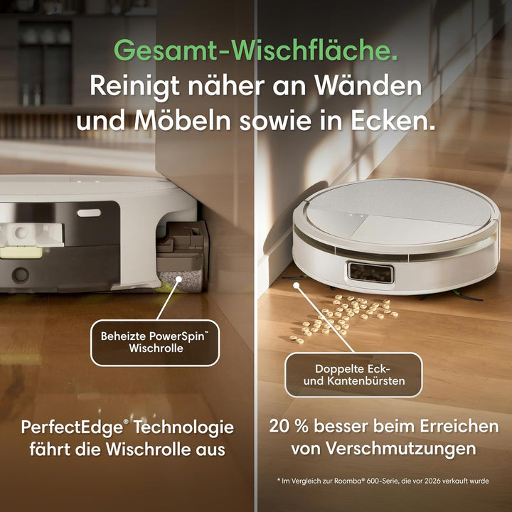 iRobot Roomba 775C Saugroboter, AutoWash Basis, 75 °C Heisswasser-Wischwalze Weiss, Weiss