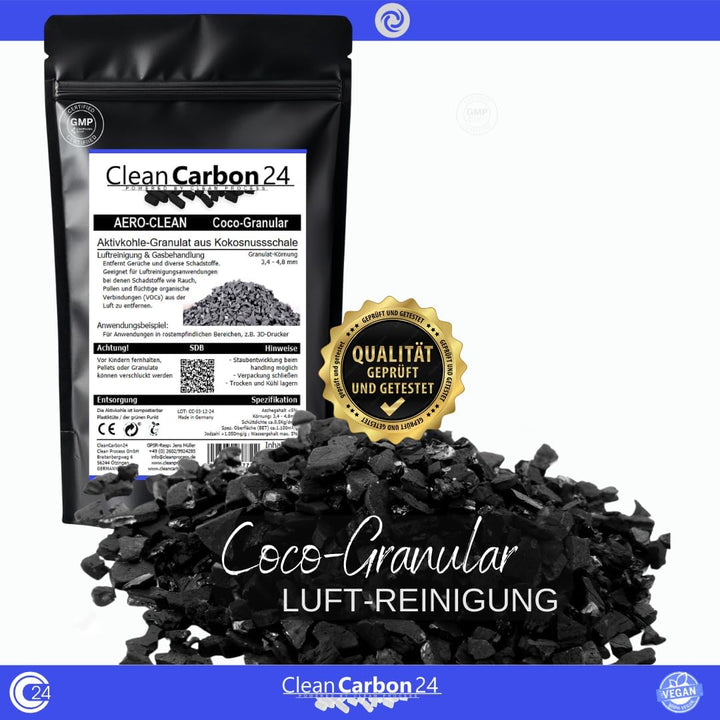 2,5 Liter Aktivkohle Granulat aus Kokosnussschalen zur Luftreinigung (3,4-4,8mm / 4x6mesh)