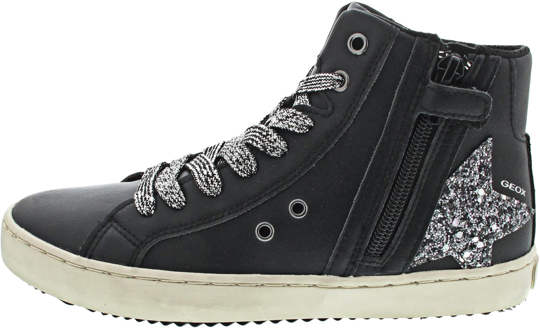 Geox Mädchen J Kalispera Girl A Sneakers 27 EU Black Dk Silver, 27 EU Black Dk Silver