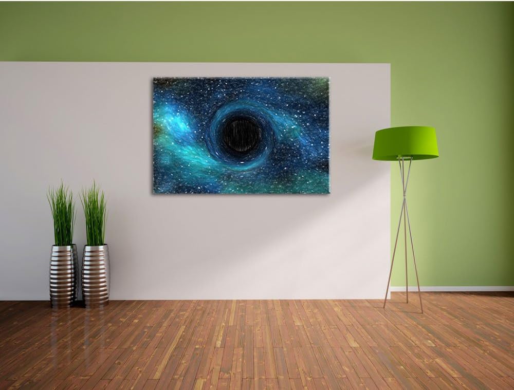 Pixxprint Schwarzes Loch im Weltall als Leinwandbild/Grösse: 100x70 cm/Wandbild/Kunstdruck/fertig be