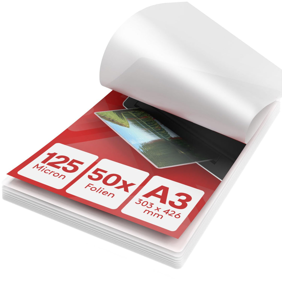 ACROPAQ Laminierfolien A3-125 mic, 50 Stück, Glaenzend, Premium Qualität, Abgerundete Ecken, Geeigne