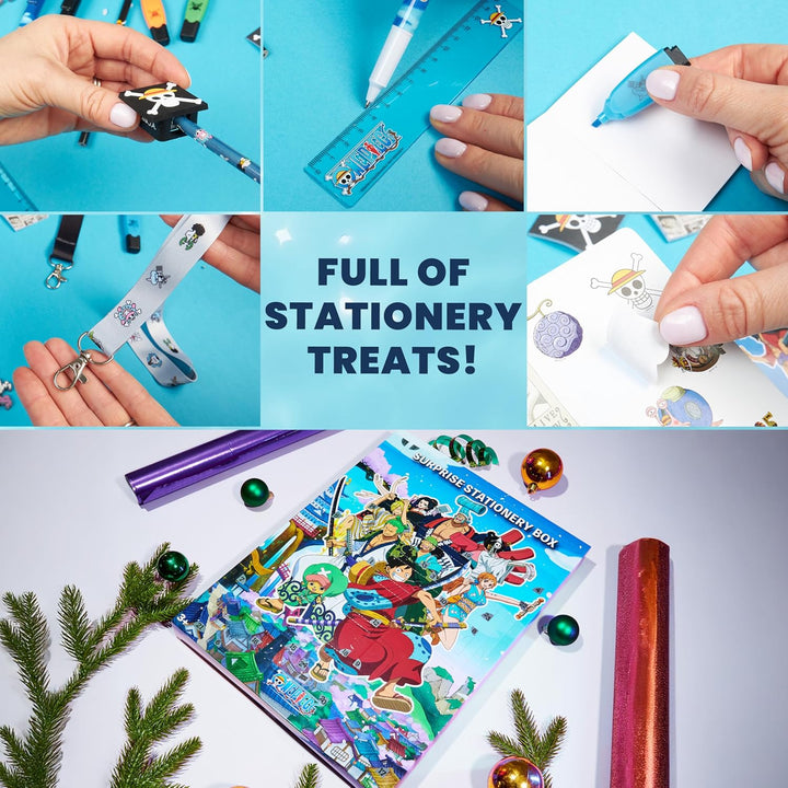 One Piece Adventskalender 2025 Kinder Weinachtskalender mit Sticker, Schreibwaren, Schlüsselanhänger