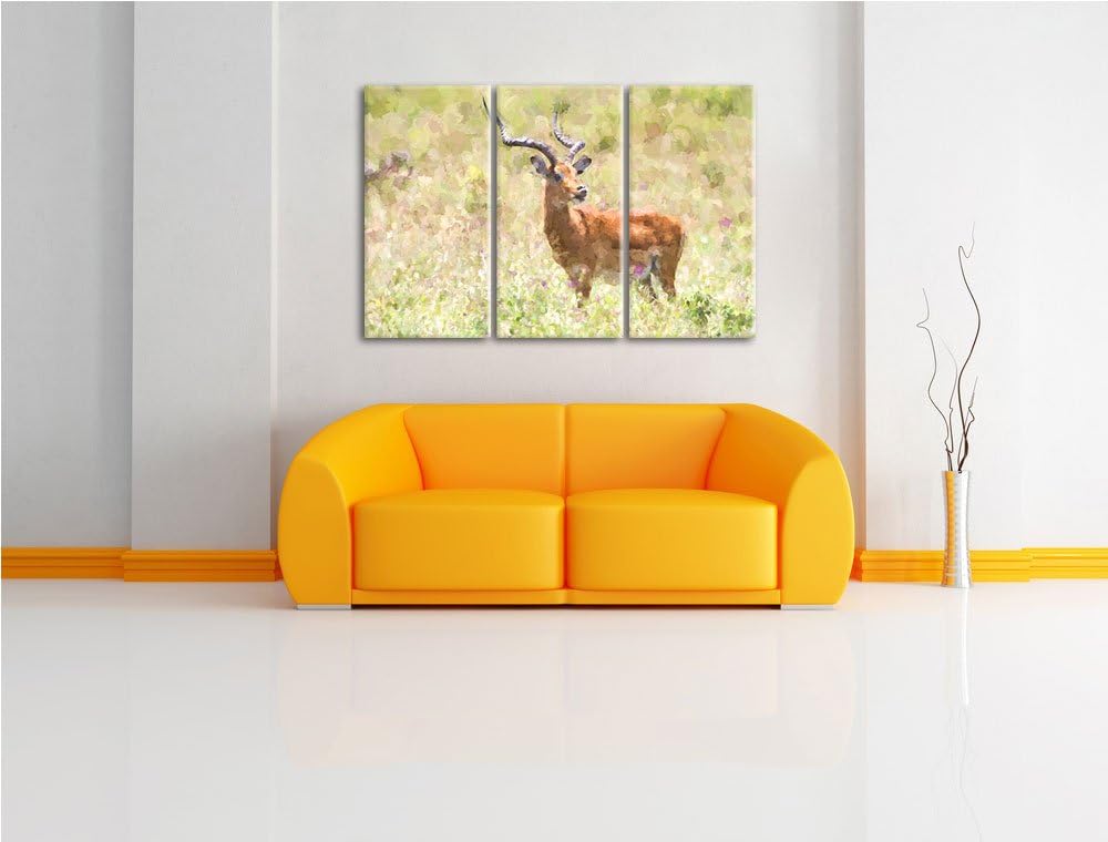 Dorkasgazelle im Wildgras NewArt 3-Teiler Leinwandbild 120x80 Bild auf Leinwand, XXL riesige Bilder