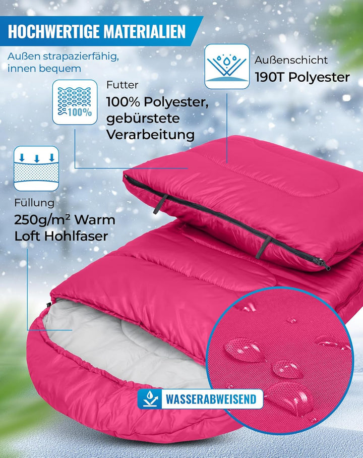 KingCamp Schlafsack für Erwachsene, kaltes Wetter & warm, XL, grosse und hohe Flanell-Schlafsäcke mi