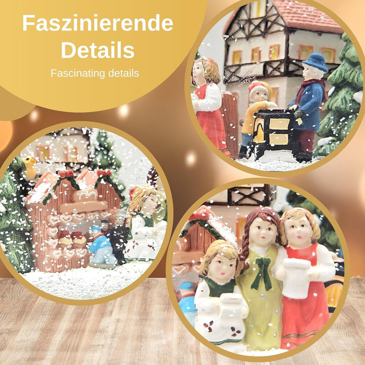 Schneekugel Weihnachten Spieluhr | Mega Schneekugel Nostalgischer Weihnachtsmarkt | mit Musik Winter