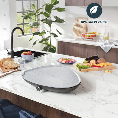 Princess Table Chef Dreiecksgrill – Terrazzo-Look, 2000 Watt, 50x42 cm, für 4-6 Personen, regulierba