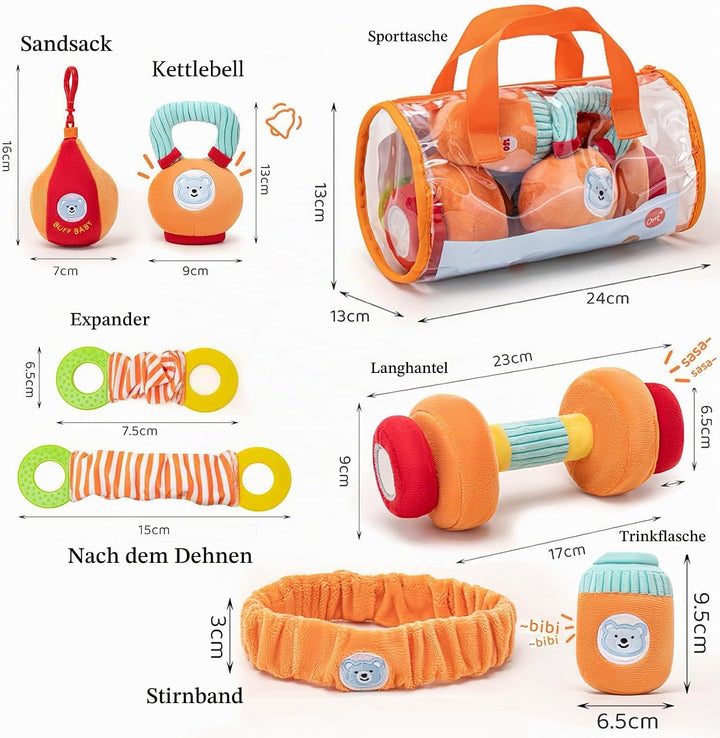 Gdbykds Rattle Gym Plüsch 6 Stück Set 0-12 Monate Babyspielzeug - Fitness Themen Sensorische Rattle