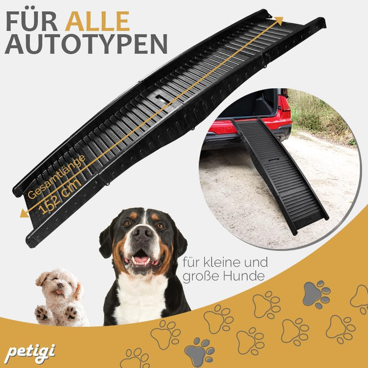 Kunststoff Hunderampe 152 cm, 50 kg Belastbarkeit klappbar für Auto Hunde Rampe Einstiegshilfe Hunde