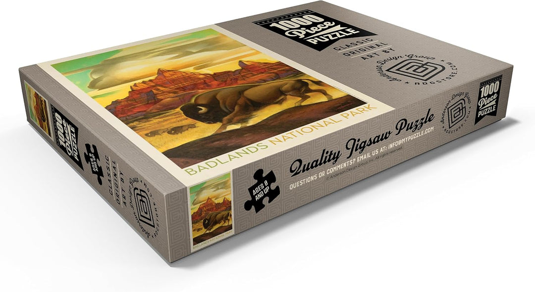 Badlands National Park: Rumbling Herd, Vintage Poster - Premium 1000 Teile Puzzle - MyPuzzle Sonderk