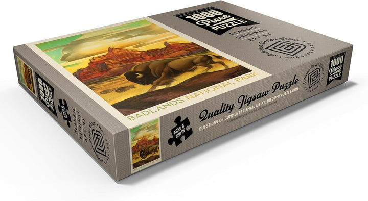 Badlands National Park: Rumbling Herd, Vintage Poster - Premium 1000 Teile Puzzle - MyPuzzle Sonderk