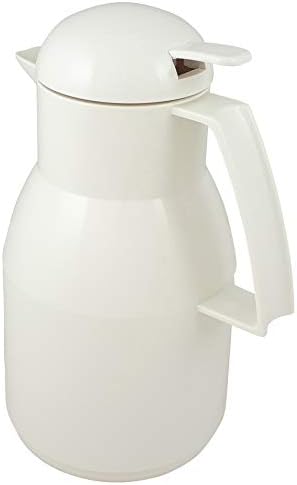 Helios Top Push Thermoskanne Weiss 1L – 6h Heiss - Hält Getränke heiss & kalt – Einhandbedienung – E