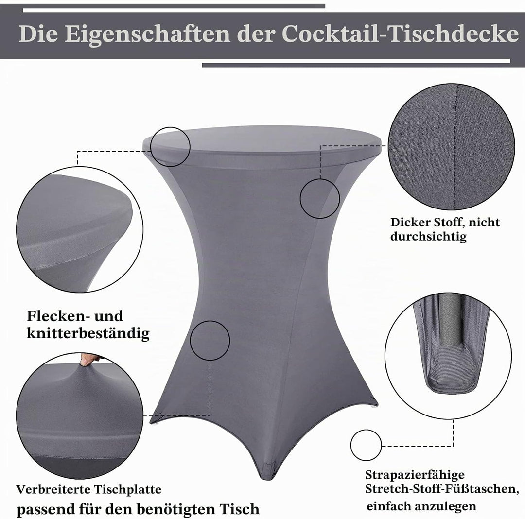 Pesonlook 3er-Set Stretch Stehtisch Husse für Bistrotisch Ø 80-85 cm Elegante,Verstärkung im Fussber