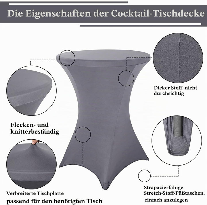 Pesonlook 3er-Set Stretch Stehtisch Husse für Bistrotisch Ø 80-85 cm Elegante,Verstärkung im Fussber