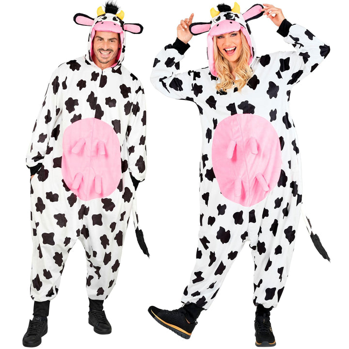 W WIDMANN MILANO Party Fashion - Tier Overall für Erwachsene, weicher Plüsch Jumpsuit mit Kapuze, Ti