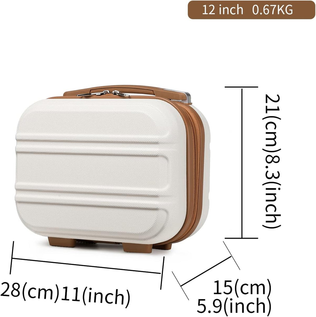 KONO Kosmetikkoffer Hartschale Klein Beautycase Damen Handgepäck, 28x21x15cm (Cremeweiss)