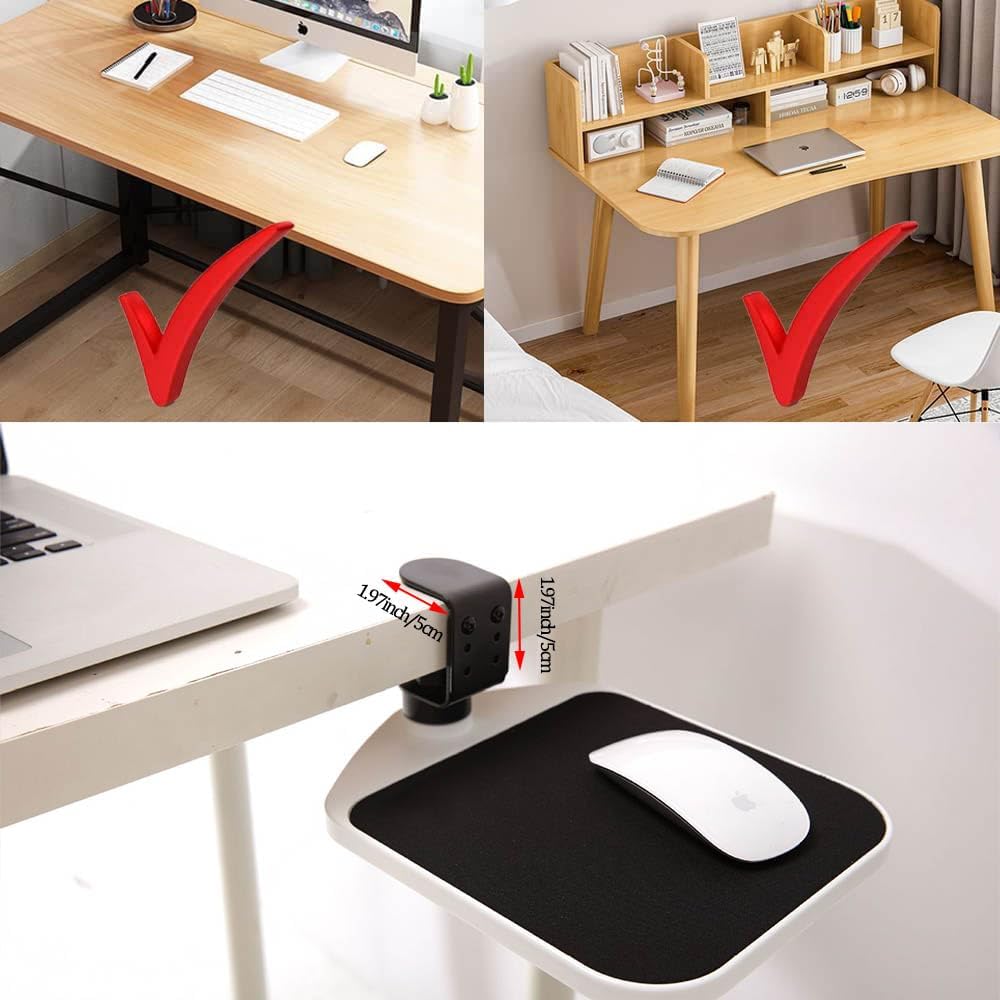 Ergonomische Armlehnenstütze Handgelenkauflage, Clip auf Mausplattform 360° drehbar, Verstellbar Arm