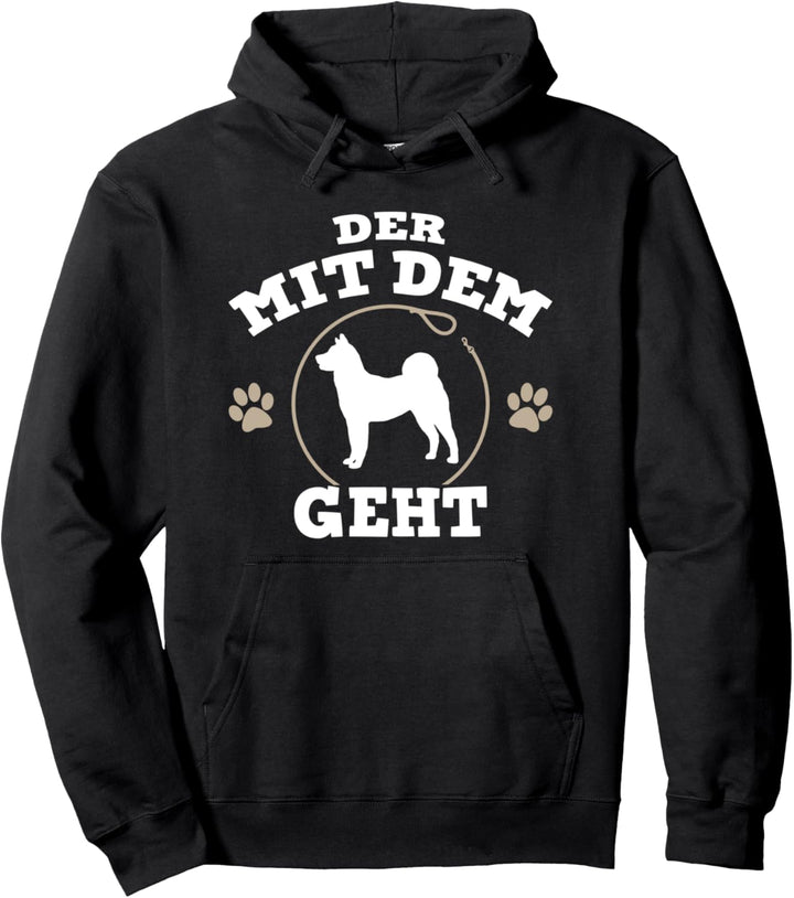 Der mit dem Akita geht Lustiges Hunde Herrchen Pullover Hoodie