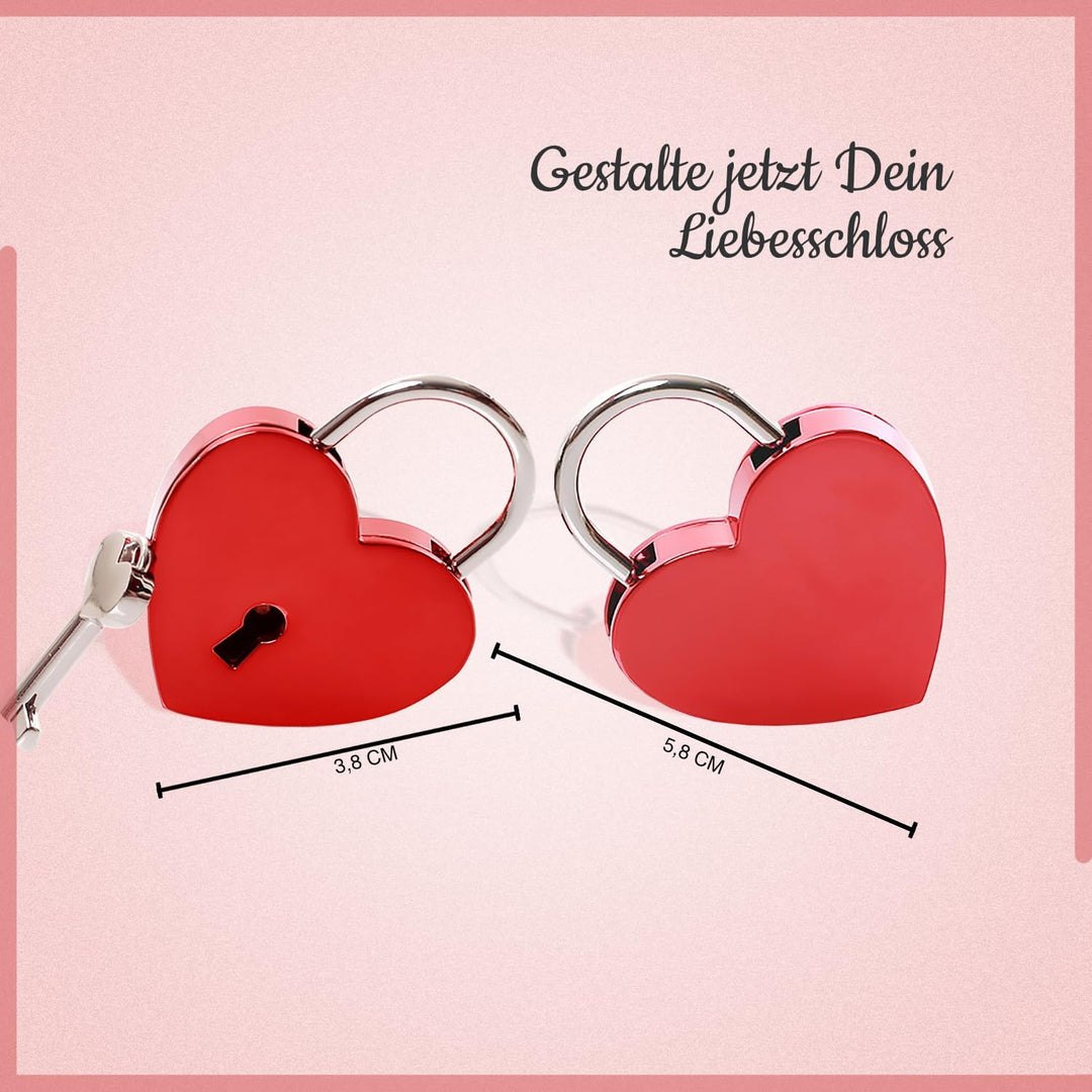 Geschenkfreunde Liebesschloss mit Gravur und Schlüssel - Vorhängeschloss mit Gravur - personalisiert