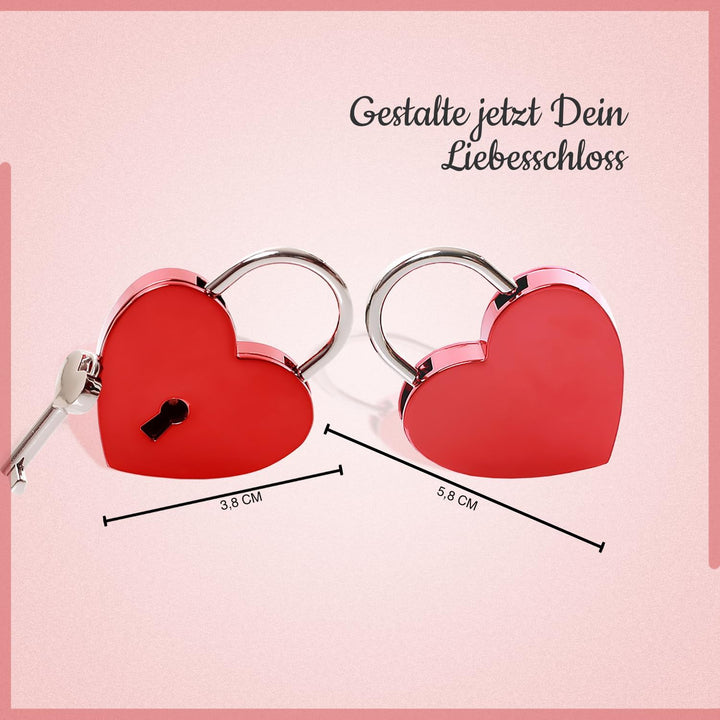 Geschenkfreunde Liebesschloss mit Gravur und Schlüssel - Vorhängeschloss mit Gravur - personalisiert